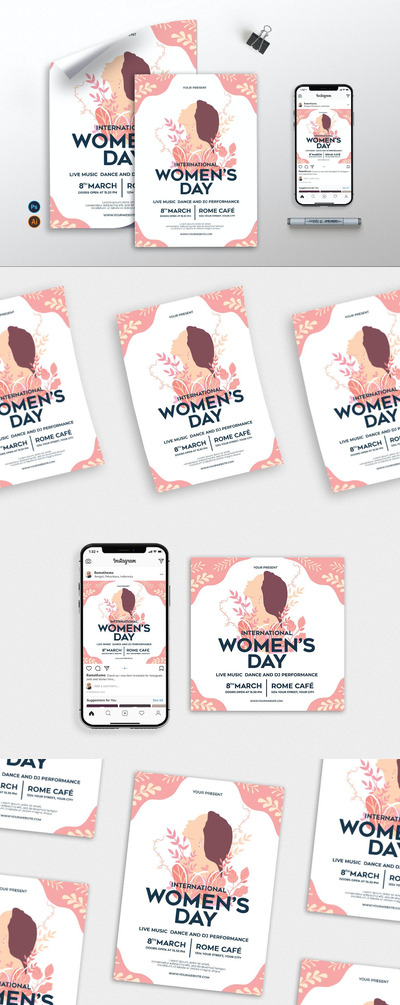 简约清新简约38妇女节母亲节海报设计模板-AI，EPS，PSD