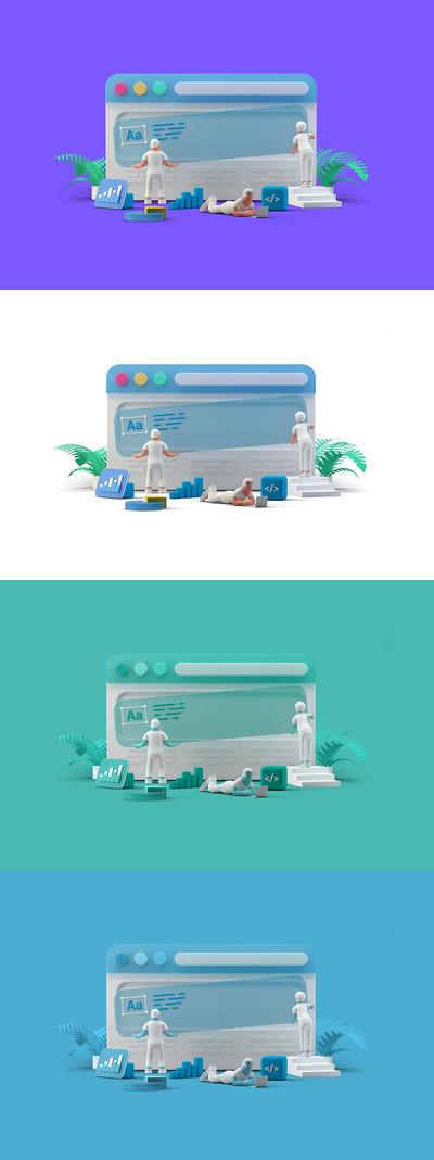 Ui Ux设计团队使用Web浏览器网站3D立体2.5D等轴等距UI插画