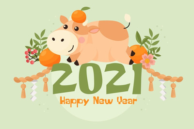 可爱的卡通牛2021背景