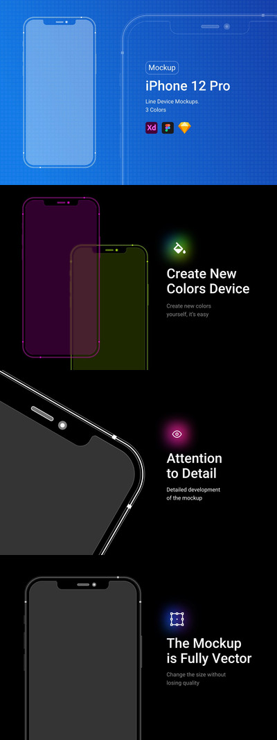 iPhone 12 Pro Line APP UI样机展示模型mockups