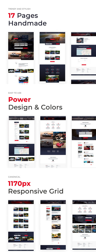 汽车租赁官网UI模板(FIG,PSD,SKETCH,XD)