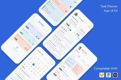 任务计划与管理 App UI Kit(FIG,SKETCH,XD)