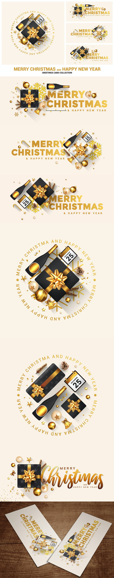 时尚高端简约新年圣诞节banner海报设计模板-AI，EPS，JPG，PDF