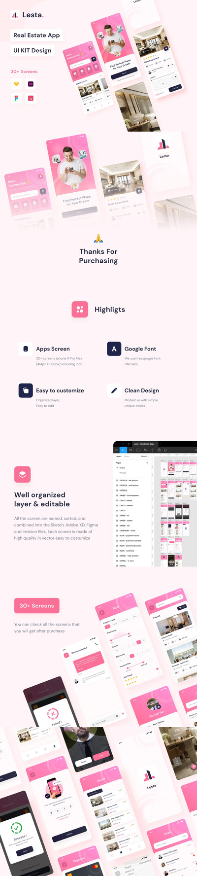 高端时尚好用的房地产APP UI KITS-FIG, SKETCH, XD