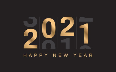 金色新年快乐黑色背景