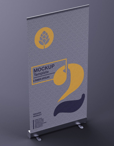 高端易拉宝广告设计展示样机（PSD）