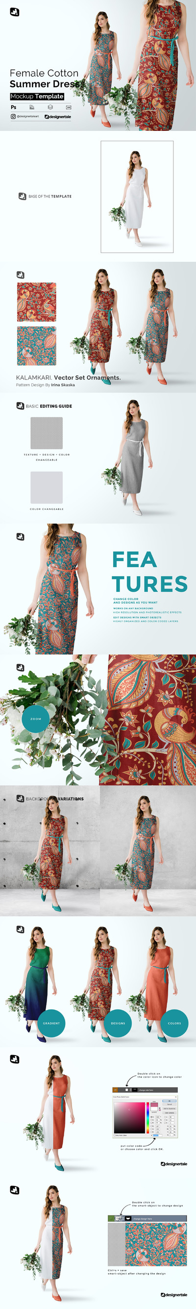 女款夏季无袖连衣裙服装样机模板