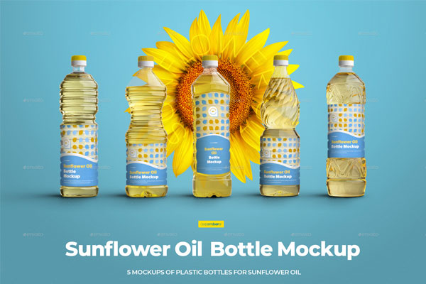 向日葵花籽油塑料瓶包装设计样机