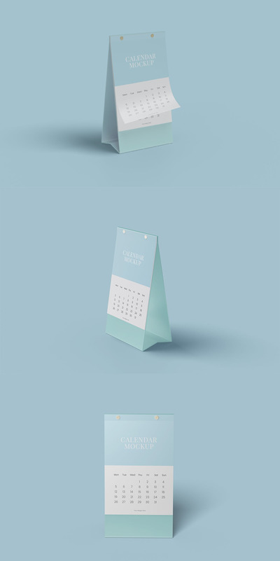 A5尺寸的日历VI设计样机展示模型mockups