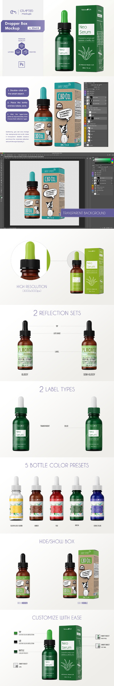 30ml滴管瓶&盒装包装设计样机模板