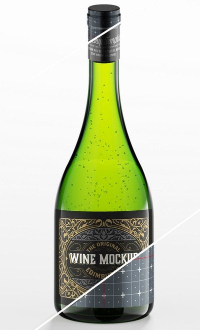 葡萄酒和玻璃瓶模型[PSD]