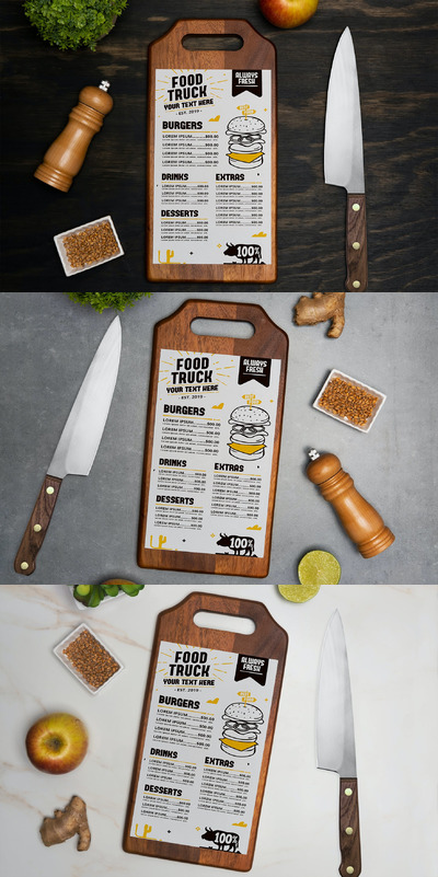 西式餐厅菜单设计展示样机（PSD）