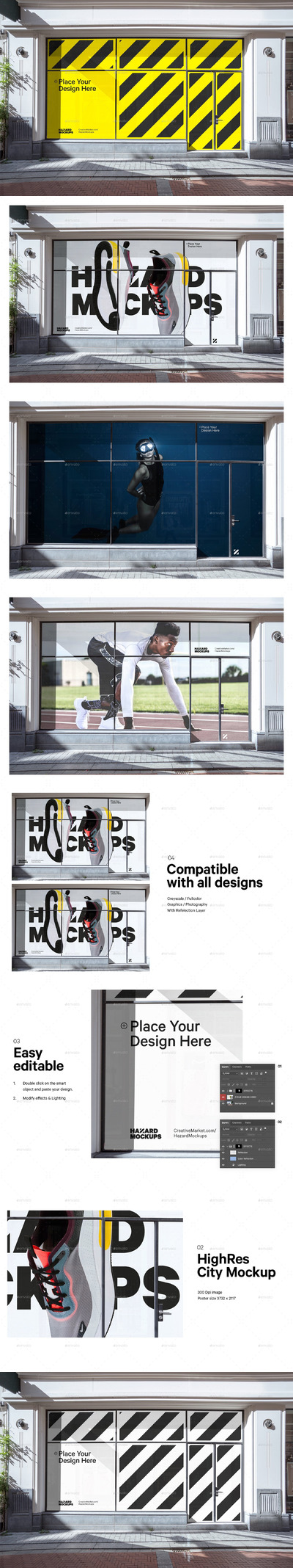 城市零售店店面广告牌样机模板