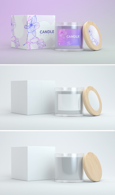 礼品蜡烛品牌包装展示样机模板