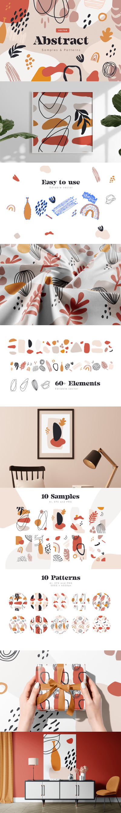 时尚高端简约抽象艺术风格矢量背景底纹纹理集合-AI，EPS，PNG