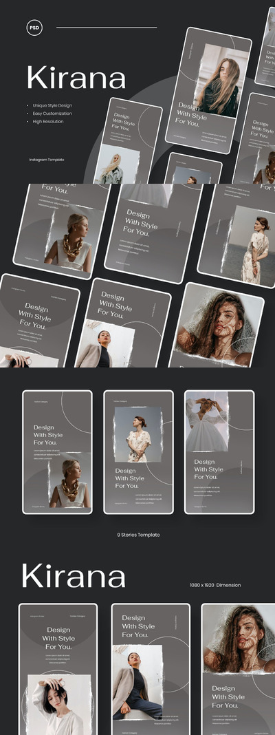 时尚清新简约高端优雅多用途Instagram社交媒体banner海报设计模板集合