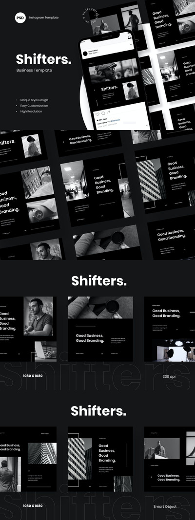 时尚高端专业的高品质商业商务质感Instagram社交媒体banner海报设计模板集合-PSD