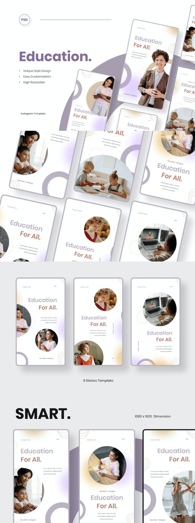 时尚高端简约清新多用途在线教育Instagram社交媒体banner海报设计模板集合