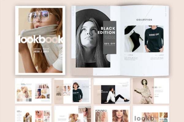 极简风格Lookbook时装杂志图册模板