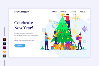 新年庆祝矢量插画（AI,FIG,SKETCH,XD,EPS）