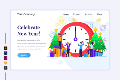 新年倒计时网站插画（AI,FIG,SKETCH,XD,EPS）