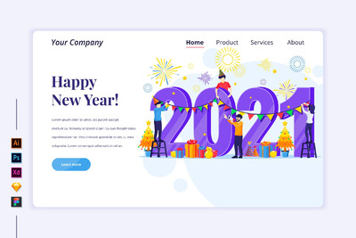 2021新年主题网页插画（AI,FIG,SKETCH,XD,EPS）