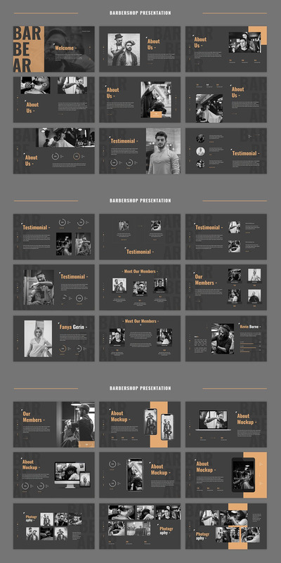 理发师时尚PPT模板（PPTX,KEY）