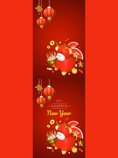 中国新年牛年鞭炮背景（JPG）