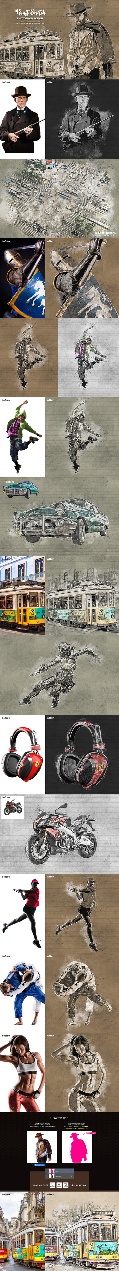 高品质的逼真质感手绘素描效果photoshop动作预设