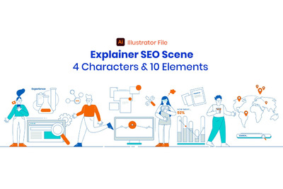 简约高端扁平化风格角色SEO矢量UI插画