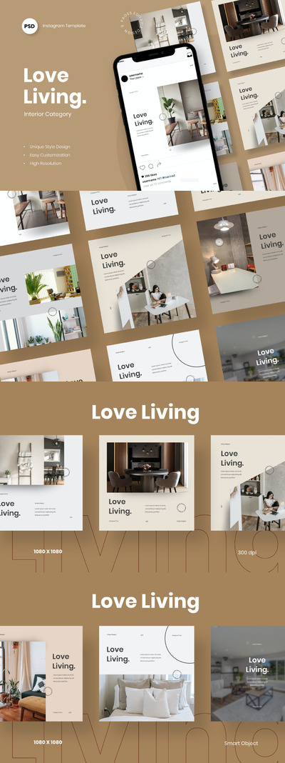 时尚高端简约清新高品质的房地产Instagram社交媒体banner海报设计模板集合