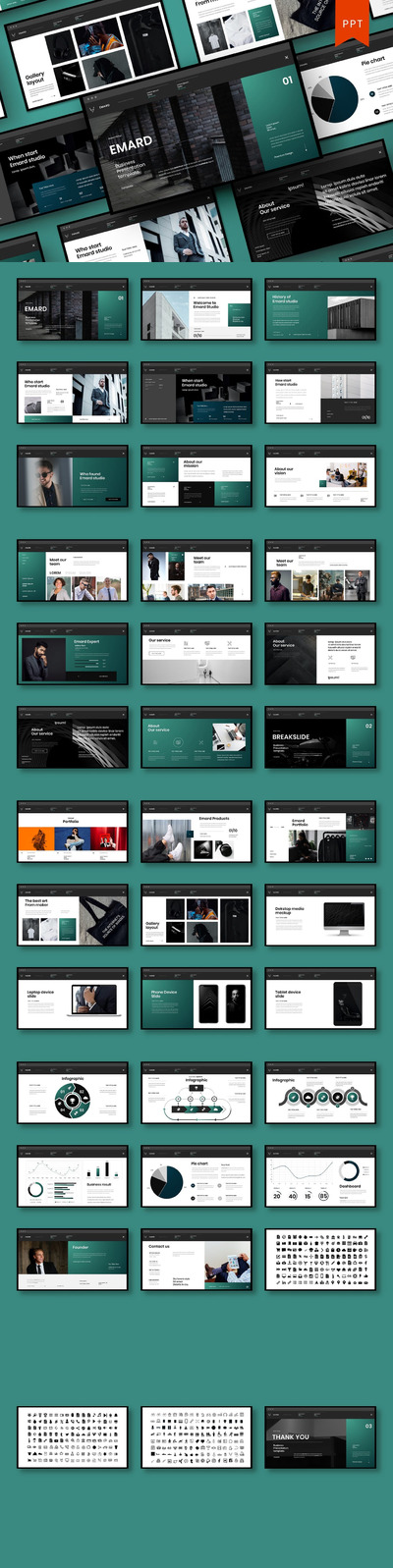 时尚高端专业的高品质商业商务powerpoint幻灯片演示模板（pptx）