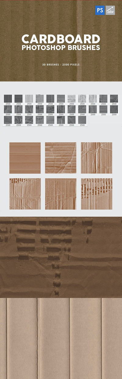 30个纸板纹理Photoshop笔刷套装