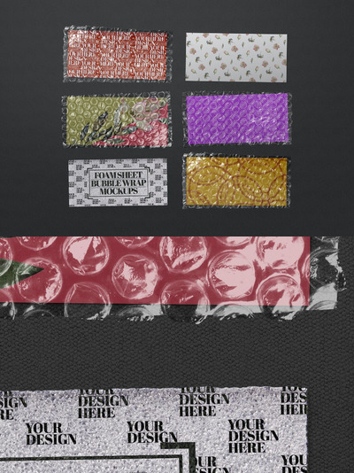 气泡包装样机泡沫板快递包装设计VI样机展示模型mockups