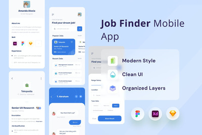 高品质的个人求职找工作APP UI KITS