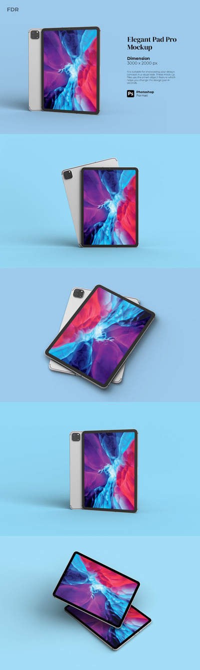 逼真质感的Elegant Pad APP UI样机展示模型Mockups