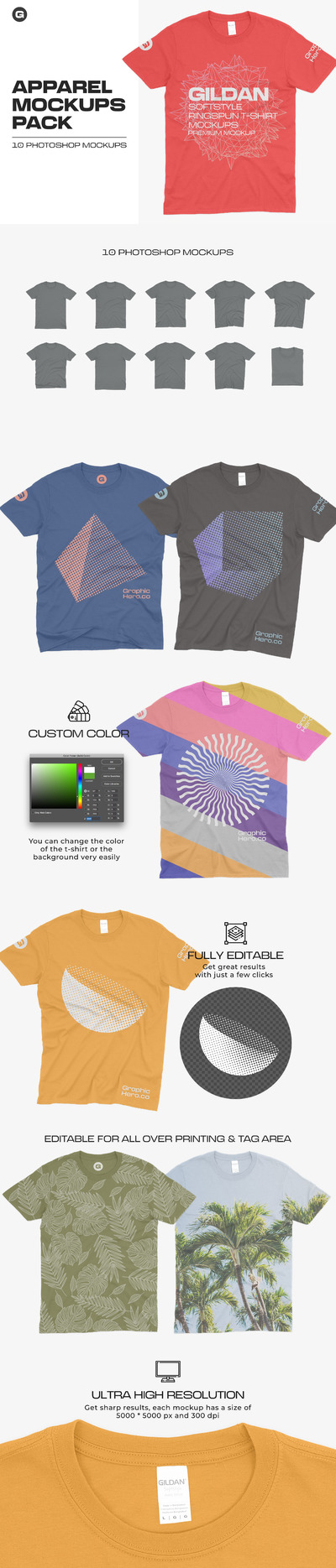 T恤服装图案设计展示样机图