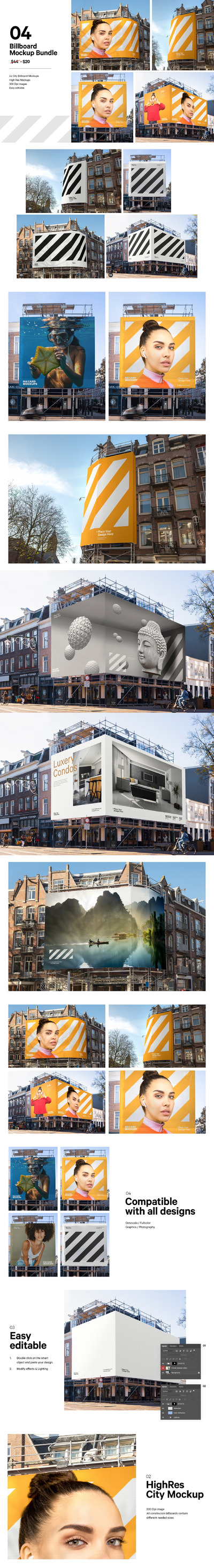 4个施工建筑广告牌样机模板