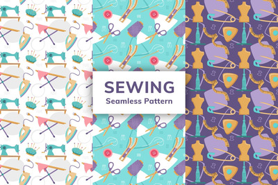 服装缝纫元素无缝图案（AI,PSD）