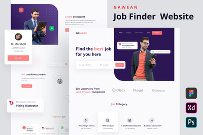 人才招聘网站网页模板（FIG,PSD,XD）