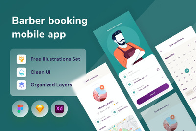 理发店预约APP UI （FIG,SKETCH,XD）