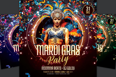 绚丽震撼的狂欢嘉年华海报设计模板-PSD