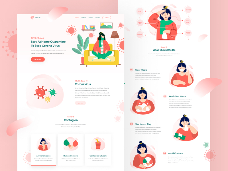 新冠病毒着陆页面设计插画