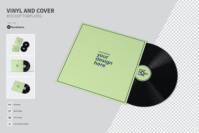 复古黑胶唱片包装设计样机（PSD）