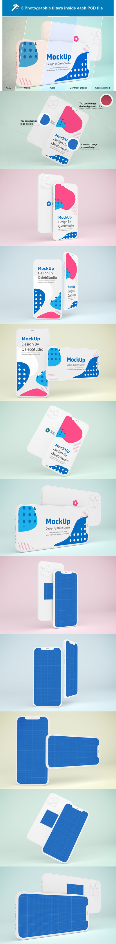 浅色简单的 iPhone12 概念样机（PSD）