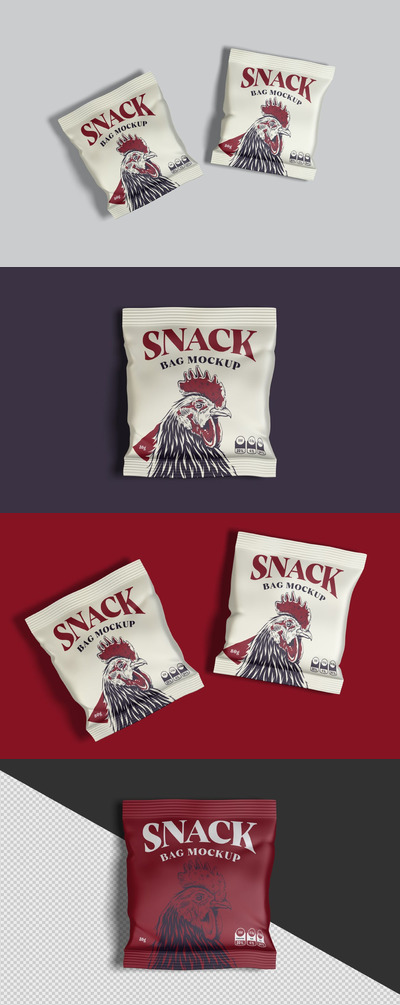 高品质的小食品包装设计VI样机展示模型mockups