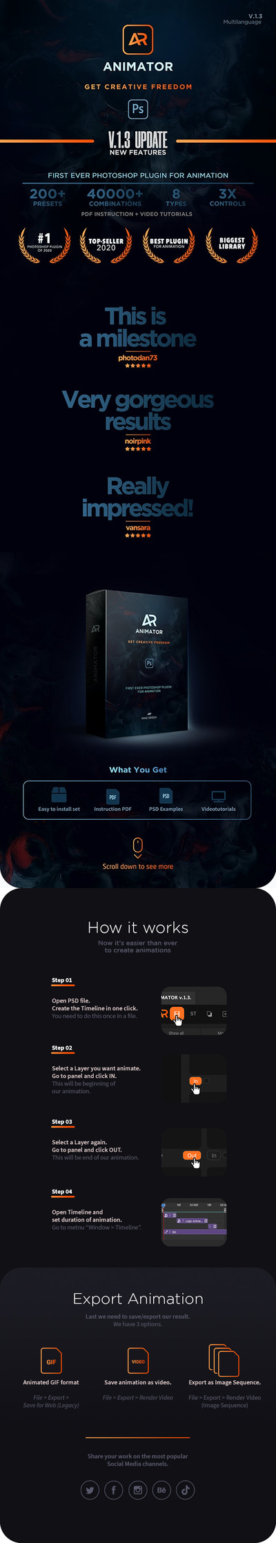 200+动画预设ps动画效果插件