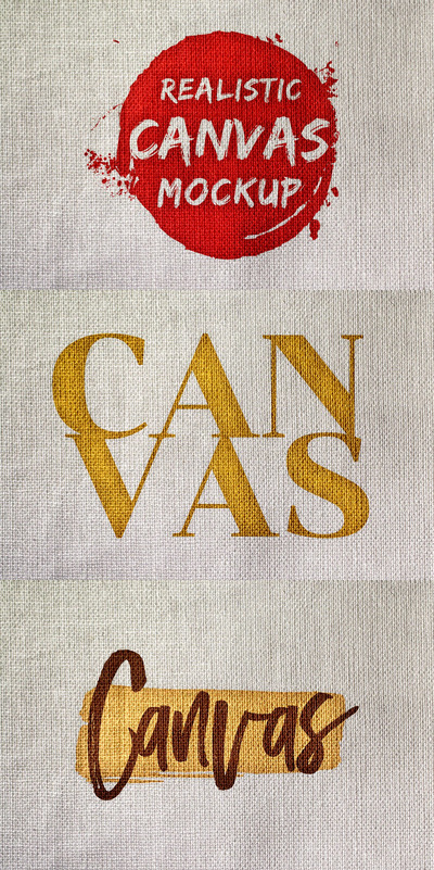 真实质感的画布logo标志设计VI样机展示模型mockups