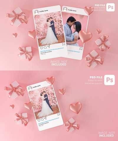 情人节婚礼模板设计展示样机（PSD）