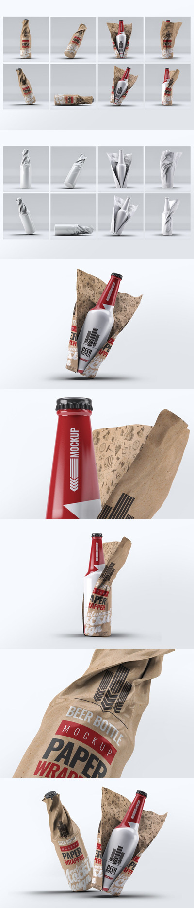 纸包装的啤酒瓶设计展示样机（PSD）